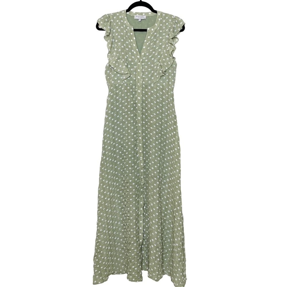 Hayden Los Angeles Green Polka Dot Maxi Dress
